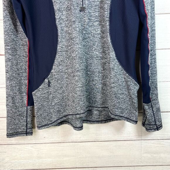 Athleta Gray Blue Pullover Running Wild Colorblock Half Zip Sweater Size M - Picture 4 of 9